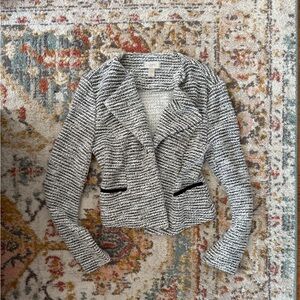 LOFT Women's Textured Black and White Blazer